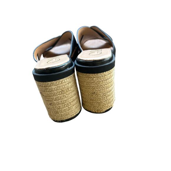 GAIMO Black Leather Medium Heel Platform Slide Sz 39 - Picture 2 of 4